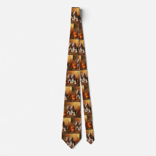 Basset Hound Puppy Autumn Delight Pumpkin Tie