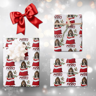 Basset Hound Puppy in Holiday Gift Bag Wrapping Paper Sheet