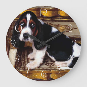 Basset Hound Puppy Large Clock