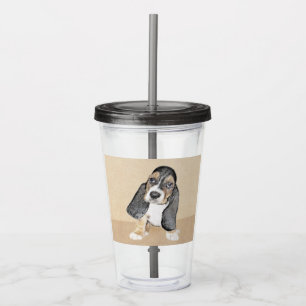 Basset Hound Puppy Painting - Original Dog Art Acrylic Tumbler
