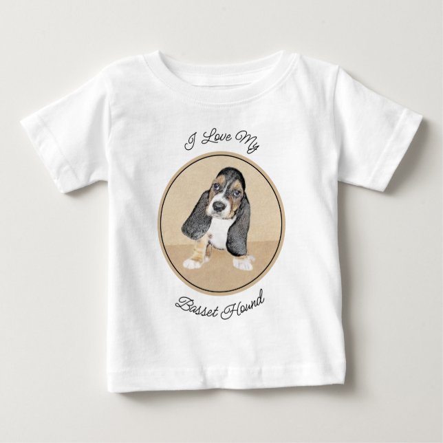 Basset Hound Puppy Painting - Original Dog Art Baby T-Shirt (Front)
