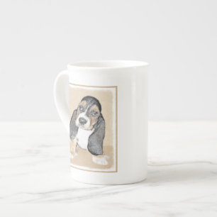 Basset Hound Puppy Painting - Original Dog Art Bone China Mug