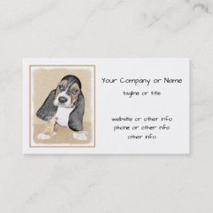 Basset Hound Puppy Painting - Original Dog Art Business Card