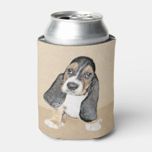 Basset Hound Puppy Painting - Original Dog Art Can Cooler