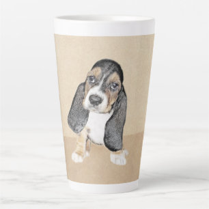 Basset Hound Puppy Painting - Original Dog Art Latte Mug