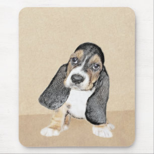 Basset Hound Puppy Painting - Original Dog Art Mouse Pad