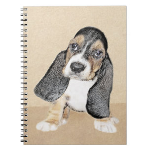 Basset Hound Puppy Painting - Original Dog Art Notebook