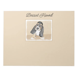 Basset Hound Puppy Painting - Original Dog Art Notepad