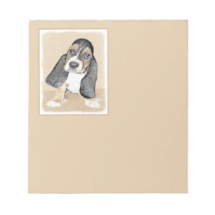 Basset Hound Puppy Painting - Original Dog Art Notepad