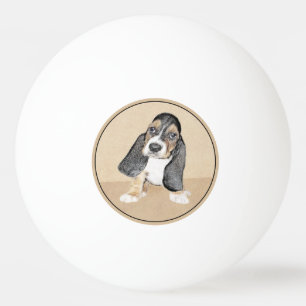 Basset Hound Puppy Painting - Original Dog Art Ping Pong Ball