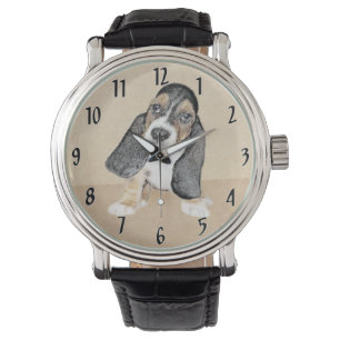 Basset Hound Puppy Painting - Original Dog Art Watch