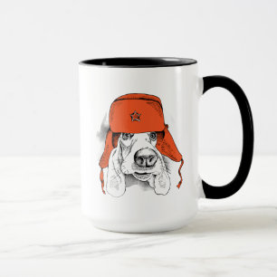 Basset Hound Red Ushanka Hat Mug