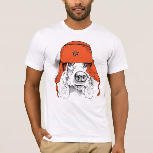 Basset Hound Red Ushanka Hat T-Shirt