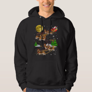 Basset Hound Reindeer Christmas Dog Riding Santa X Hoodie
