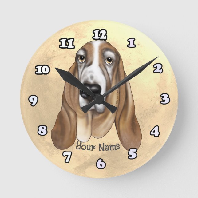  Basset Hound Round Clock (Front)