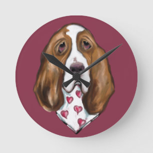 Basset Hound Round Clock