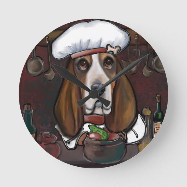 BASSET HOUND ROUND CLOCK (Front)