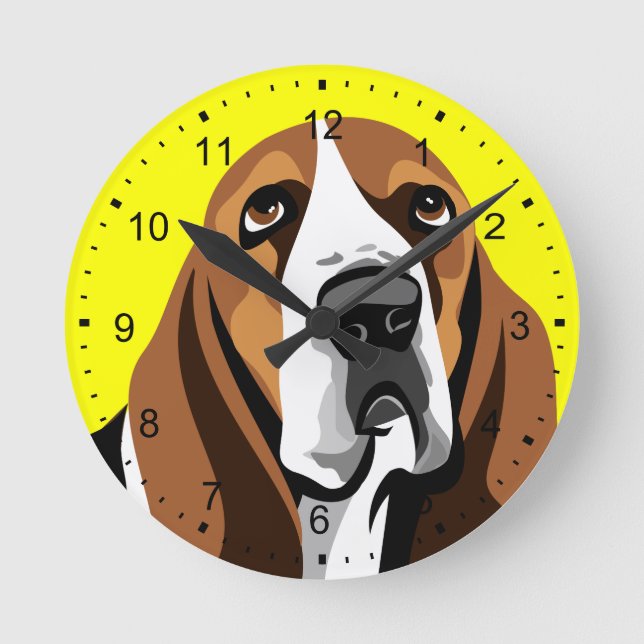 Basset Hound Round Clock (Front)