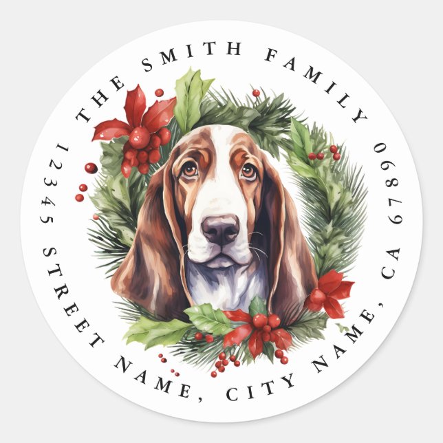 Basset Hound Round Stickers (Front)