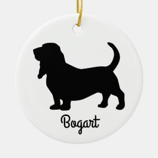 Basset Hound Silhouette Ceramic Ornament