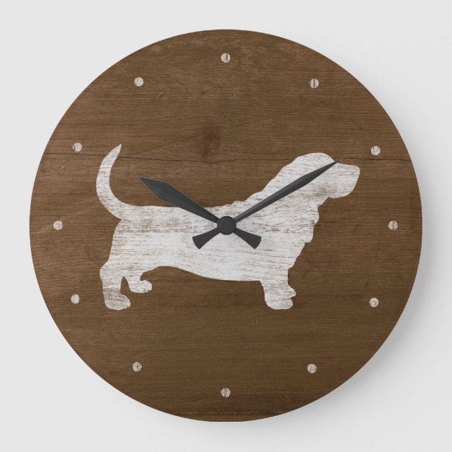 Basset Hound Silhouette Large Clock (Front)