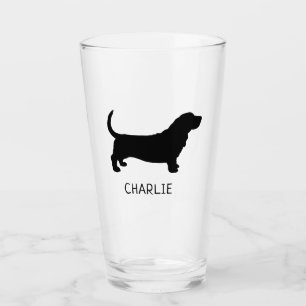 Basset Hound Silhouette Personalised Dog Breed Glass