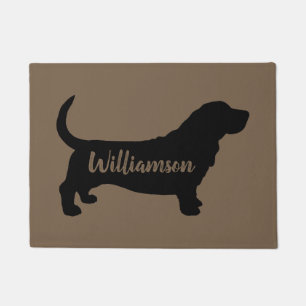 Basset Hound Silhouette Personalised Doormat