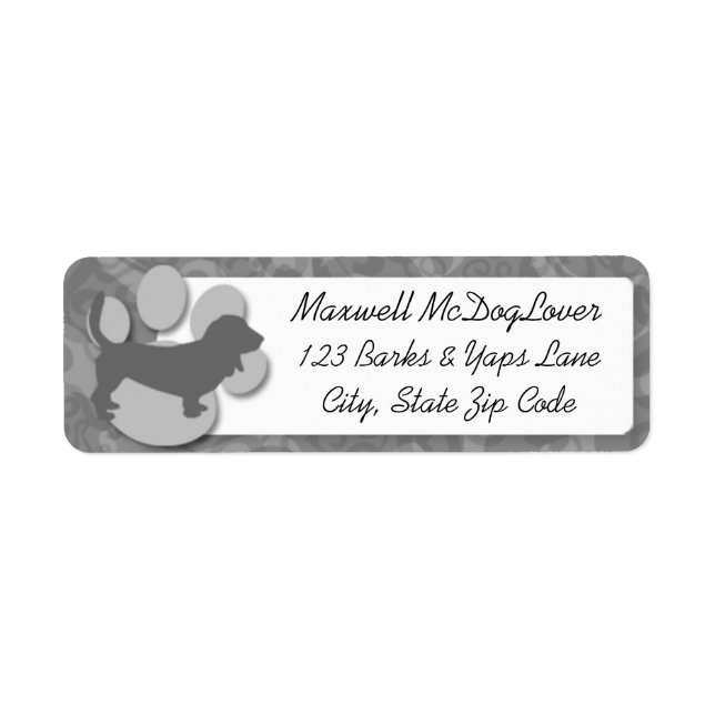 Basset Hound Silhouette Return Address Label (Front)