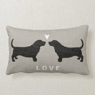 Basset Hound Silhouettes Love Lumbar Cushion