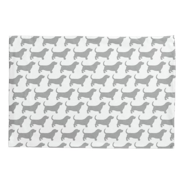 Basset Hound Silhouettes Pattern Pillowcase (Back)