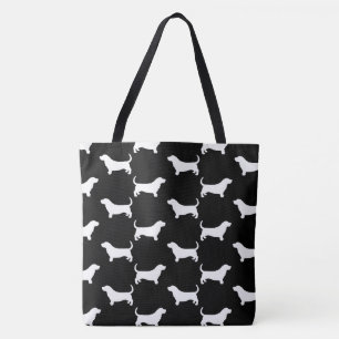Basset Hound Silhouettes Pattern Tote Bag