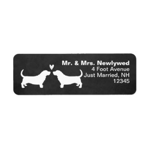 Basset Hound Silhouettes with Heart Return Address Label