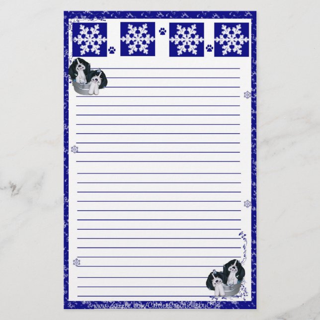 Basset Hound Snow Flake Christmas Stationary Stationery (Front)