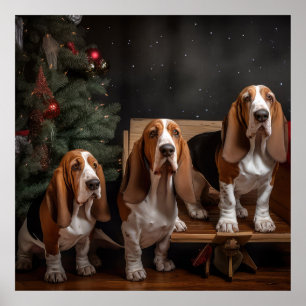 Basset Hound Snowy Sleigh Christmas Decor