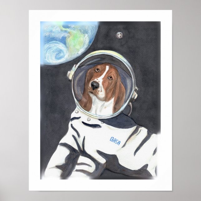 Basset Hound Space Walk Poster (Front)