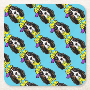 Basset Hound Square Paper Coaster