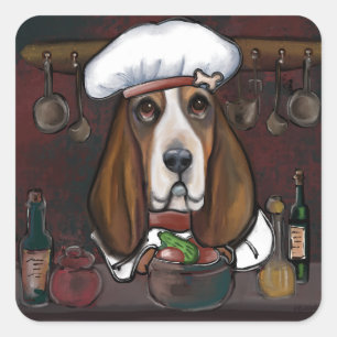 BASSET HOUND SQUARE STICKER