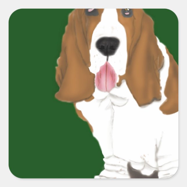 Basset Hound Square Sticker (Front)