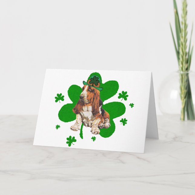 Basset Hound St. Paddys Day Card (Front)