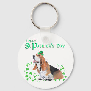 Basset Hound St. Patrick's Day Key Ring