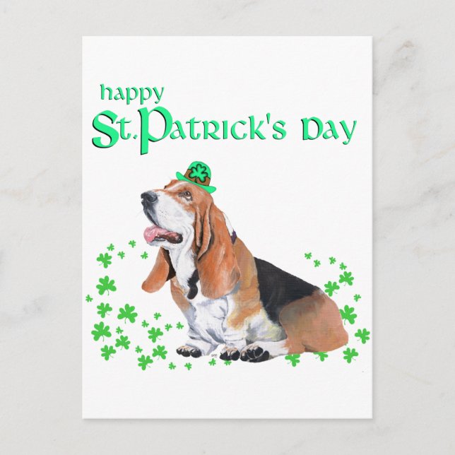 Basset Hound St. Patrick's Day Postcard (Front)