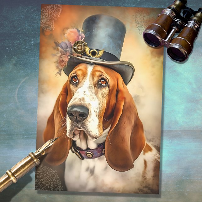Basset Hound Steampunk 2 Decoupage Paper (Creator Uploaded)