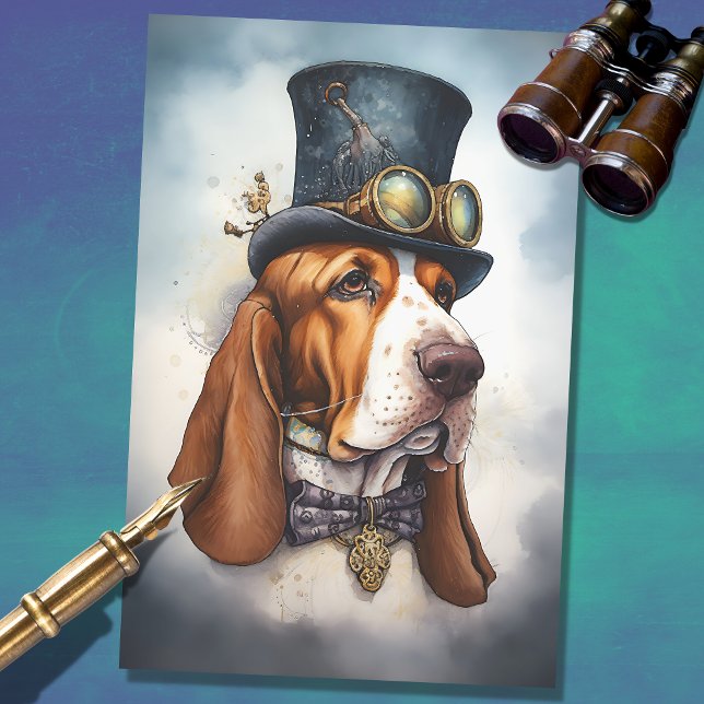 Basset Hound Steampunk 3 Decoupage Paper (Creator Uploaded)