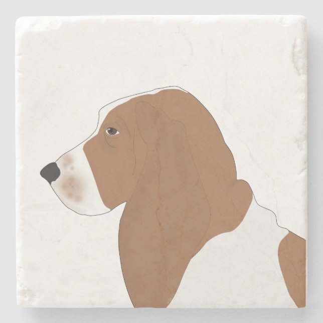Basset Hound Stone Coaster (Front)
