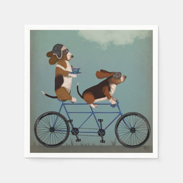 Basset Hound Tandem Napkin (Front)