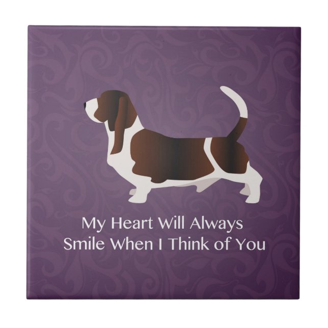 Basset Hound Thinking of You Design Ceramic Tile (Front)