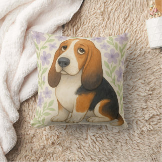 Basset Hound Throw Pillow Gift for Dog Lovers Flor