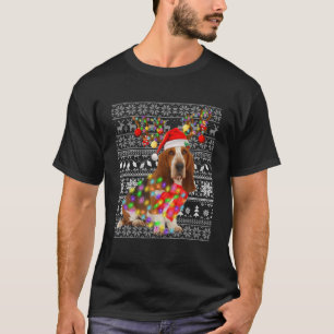 Basset Hound Ugly Christmas Reindeer Lights For Do T-Shirt