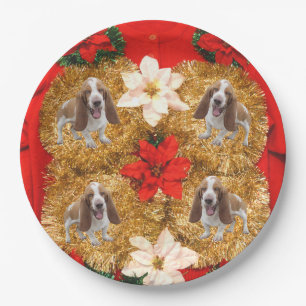 Basset Hound Ugly Christmas Sweater Paper Plate