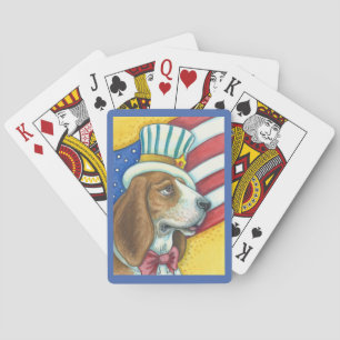 BASSET HOUND UNCLE SAM, DOG BICYCLE PLAYING CARDS